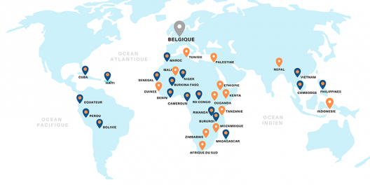Carte des 31 pays partenaires de l'ARES